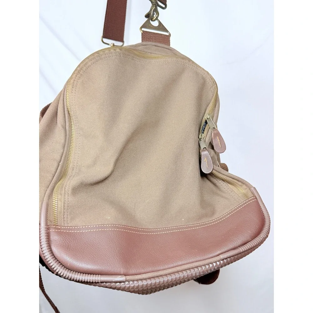 Battenkill Style Canvas Leather Trim Duffle Bag Khaki Brown Travel Weekend Large